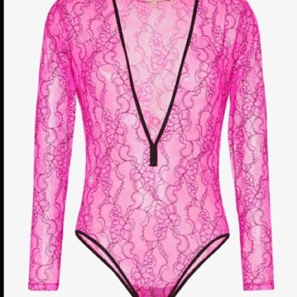 325$-Natasha Zinko Hot Pink Lace Bodysuit 34/0 NWT - Picture 12 of 14